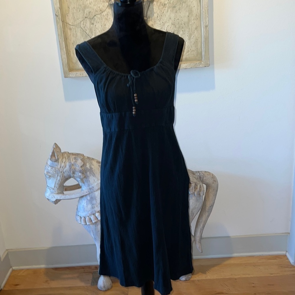 Ann Taylor wide straps sleeveless black dress 100% cotton Sz 6